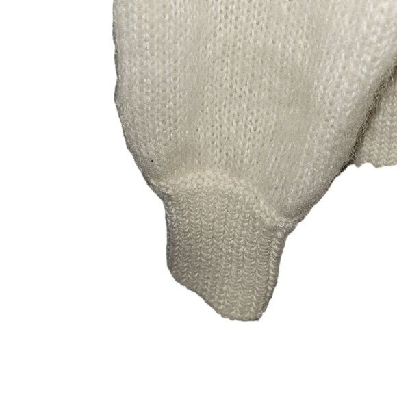 Zara Knit Womens Oversized Off-White Long Sleeve V-Neck Sweater L - Picture 3 of 6